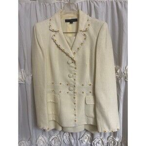 NWOT Vtg Nipon Boutique Pale Yellow Skirt Suit flowers 8